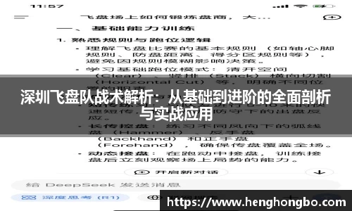 深圳飞盘队战术解析：从基础到进阶的全面剖析与实战应用